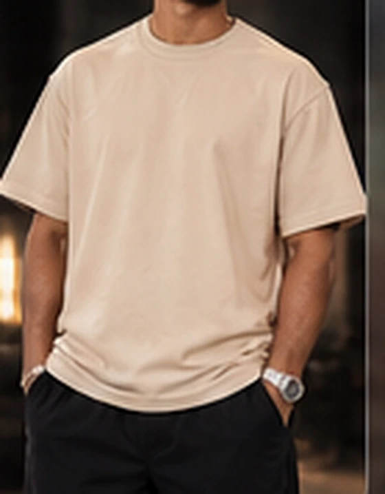 T-shirt uni beige sans motif